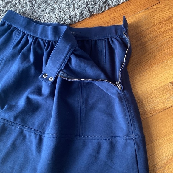 Madewell Navy Blue Ponte Swivel Mini Pleaded Side Zipper Snap Size 4 - Picture 9 of 16
